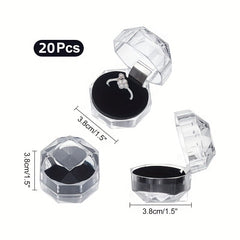 20 Pcs Plastic Ring Boxes Crystal Earrings Jewelry Storage Wedding Proposal
