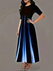 Colorblock Maxi Dress With Pockets