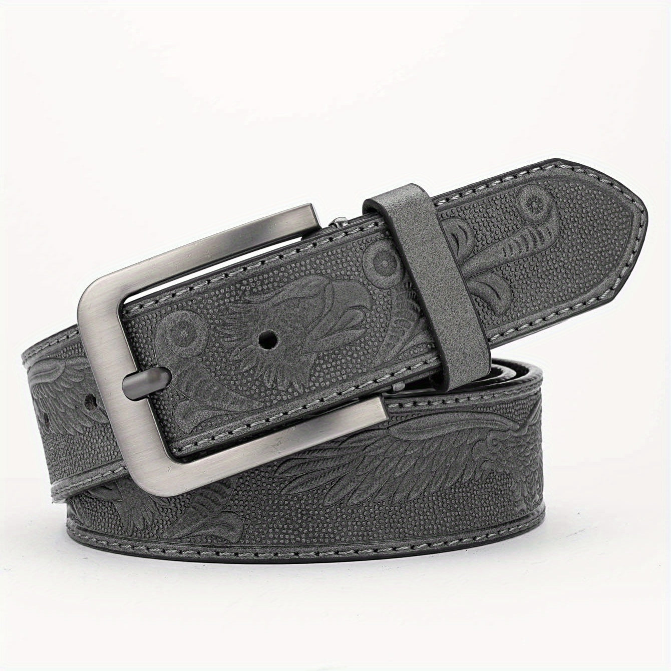 Men's PU Striped Belt with Alloy Buckle