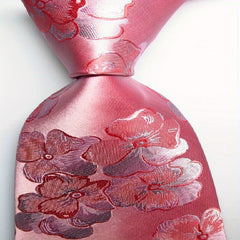 Floral Tie Men's Necktie Set Red Pink Jacquard Woven Men's Tie Necktie