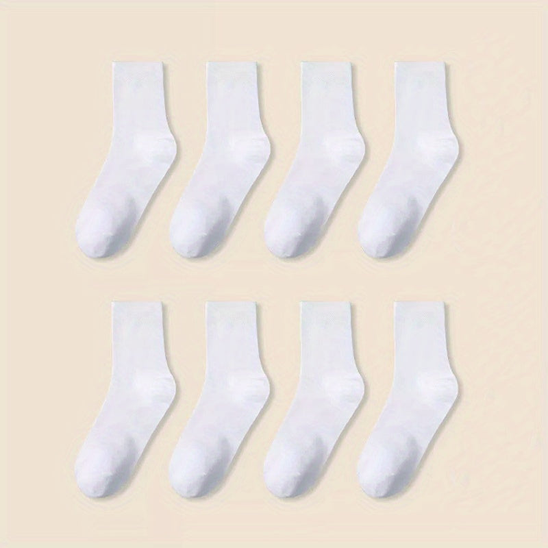 8 Pairs Solid Mid Tube Socks Women's Stockings