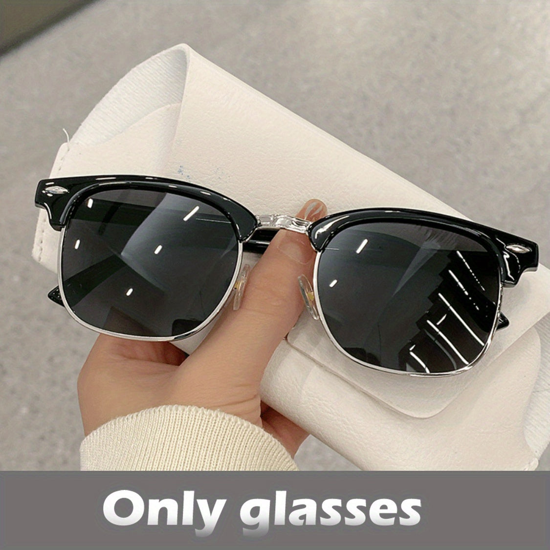 Metal Sunglasses Anti Light Rivet Decor Glasses UV400
