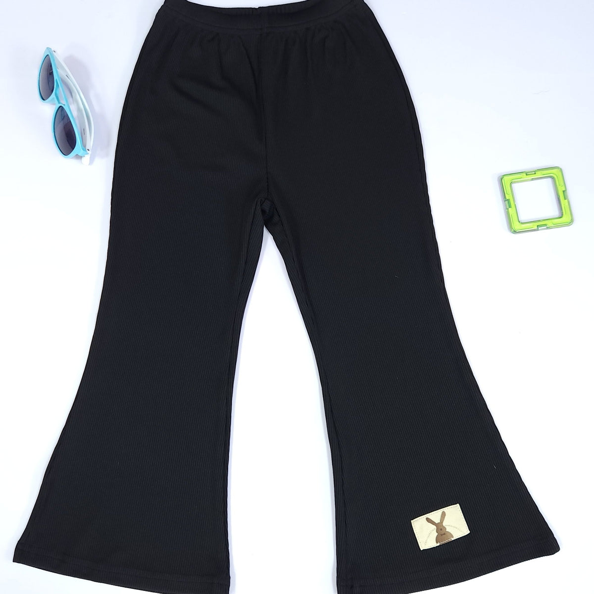 Girls Bunny Tag Flared Pants for Spring Summer Autumn