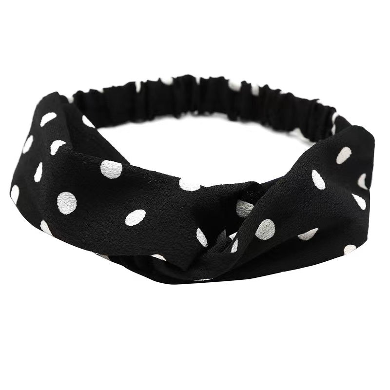 Polka Dotted Twisted Fabric Headband Boho Hair Scarf 1pc