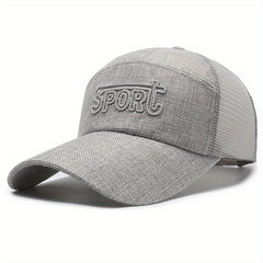 Men's Summer Linen Long Brim Baseball Cap Breathable Sunscreen Peaked Cap