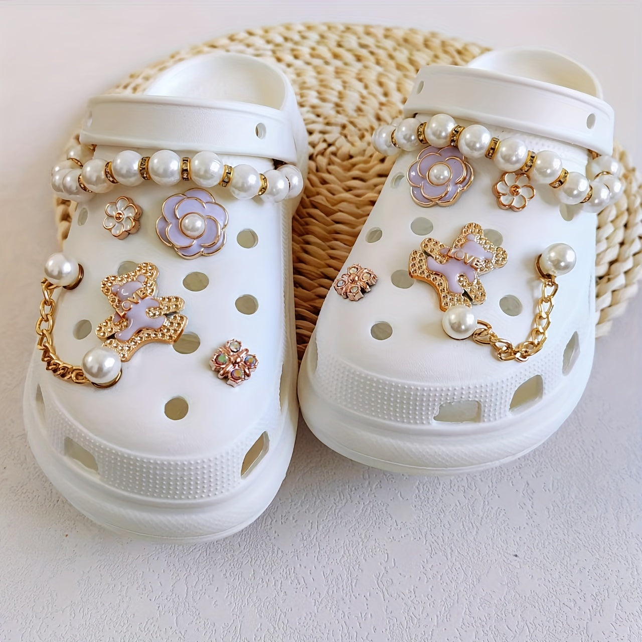 Purple Teddy Bear Shoe Decoration Set