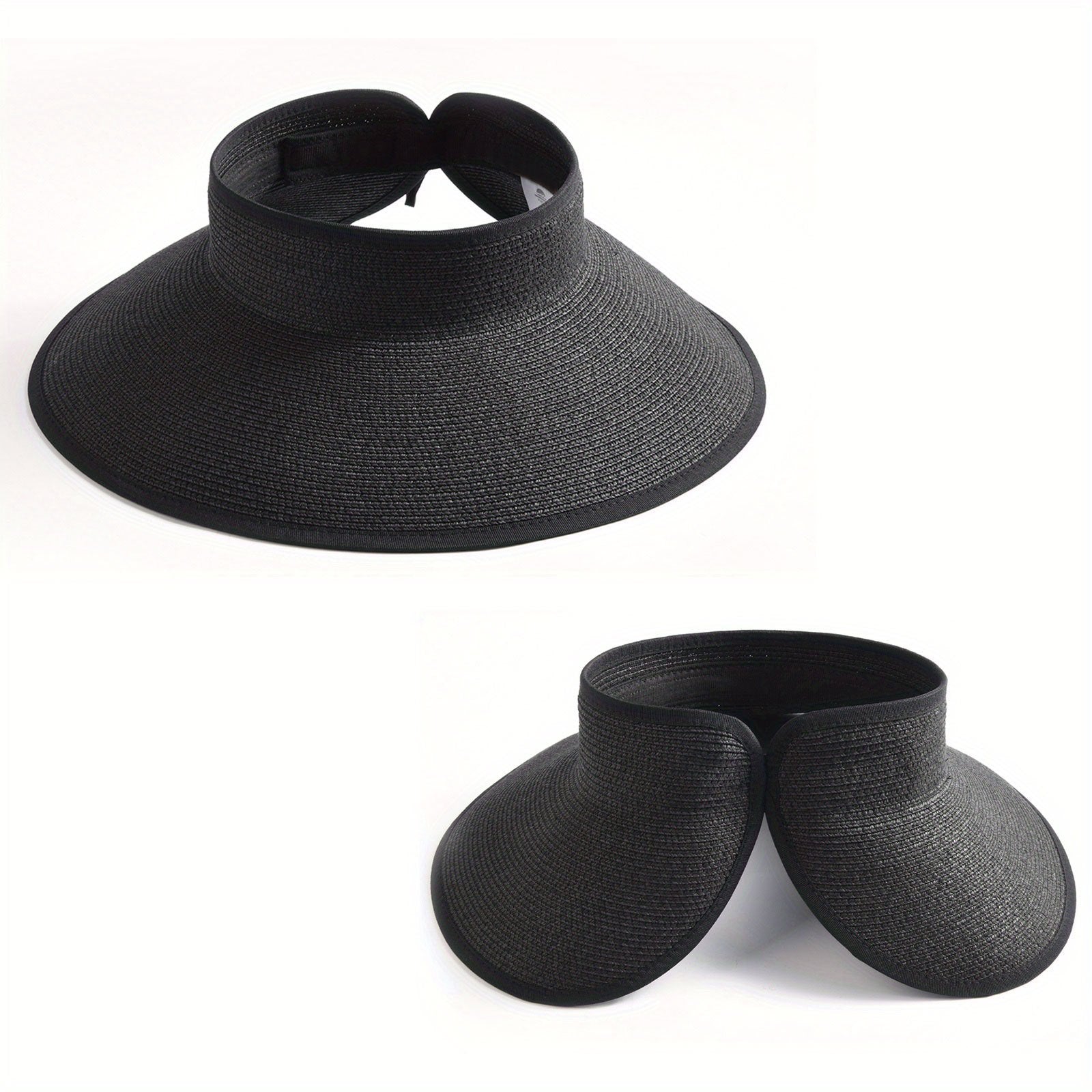 Wide Brim Straw Sun Hat UV Protection Foldable Packable Visor Hat