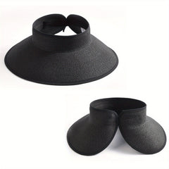 Wide Brim Straw Sun Hat UV Protection Foldable Packable Visor Hat