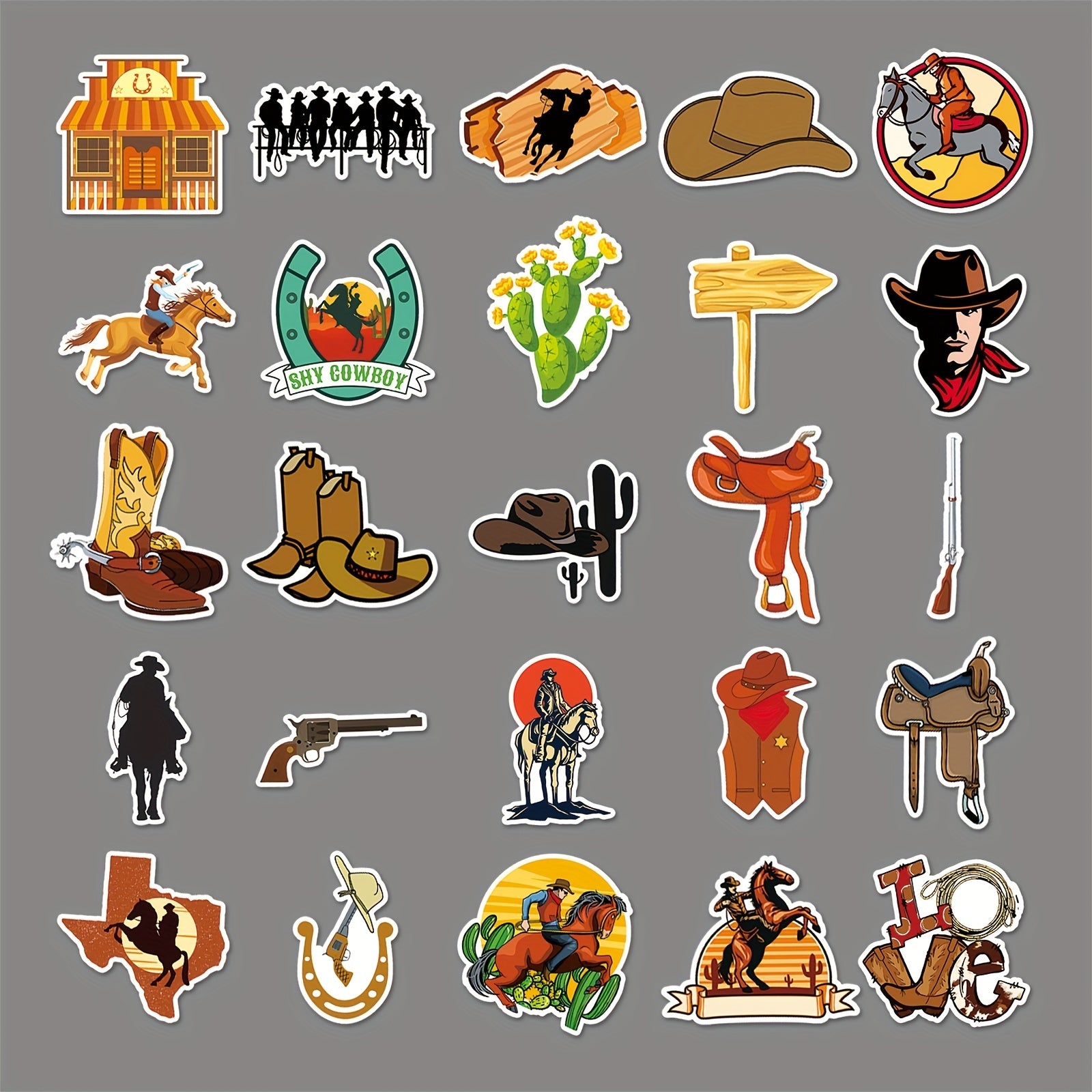 50pcs Western Cowboy Series Doodle Stickers for Phone Laptop Helmet Skateboard