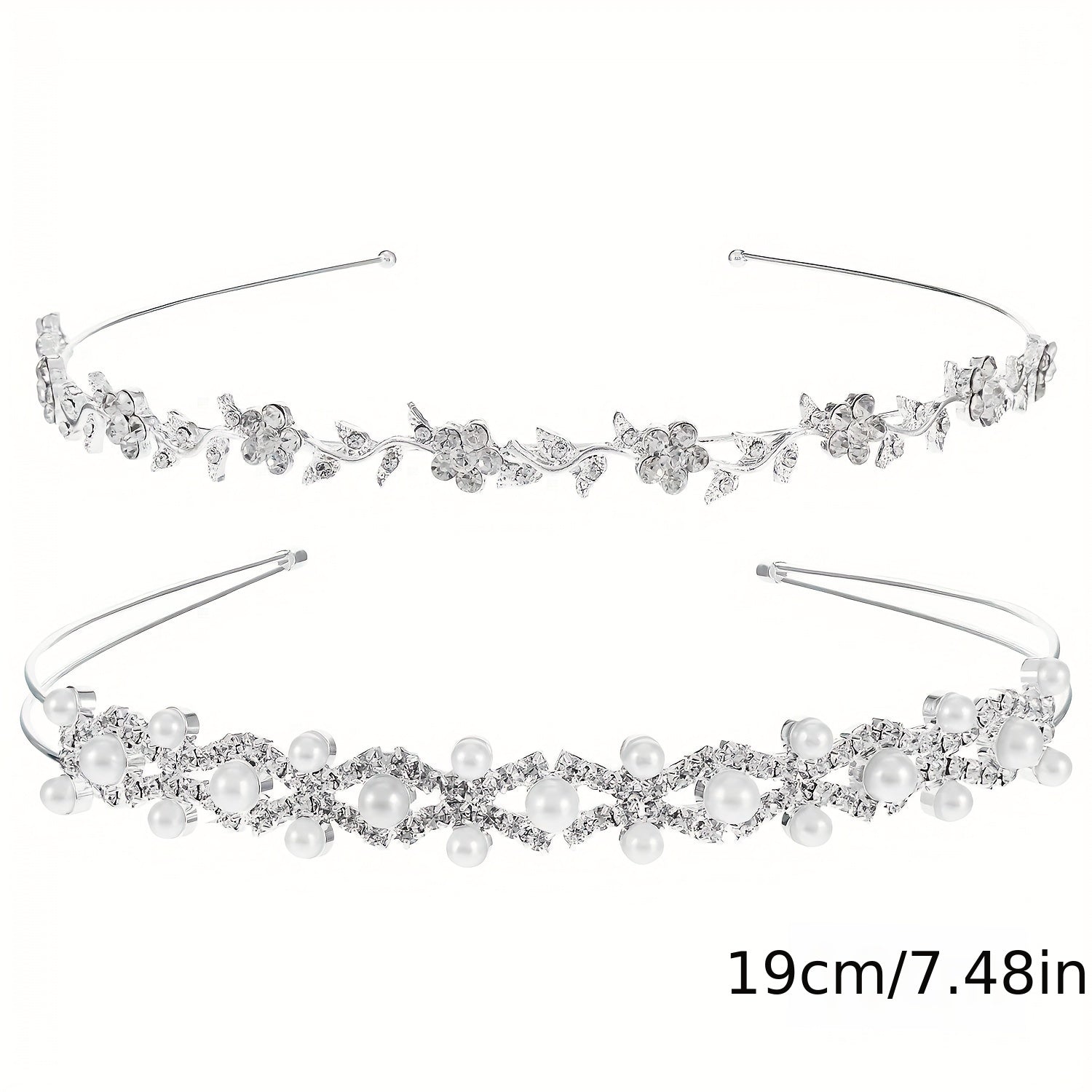 Crystal Flower Leaves Headband Tiara for Wedding