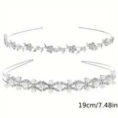 Crystal Flower Leaves Headband Tiara for Wedding