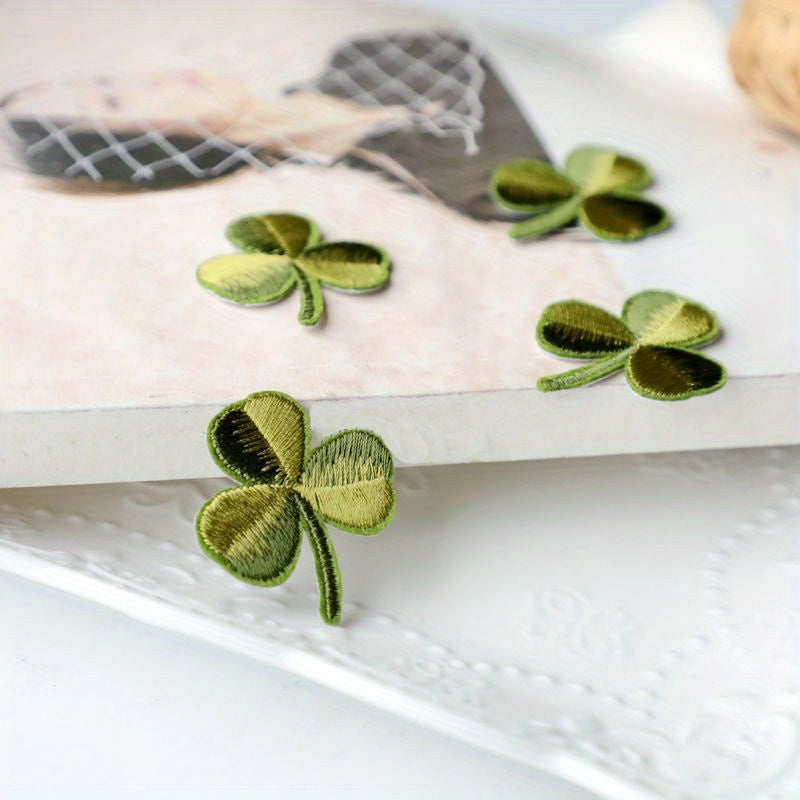 10pcs Clover Patches Iron On Heat Patches For Jackets Sew On Patches