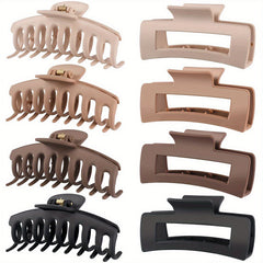 8pcs Matte Solid Hair Claw Style Shark Claw Ponytail Holder Hair Accessories