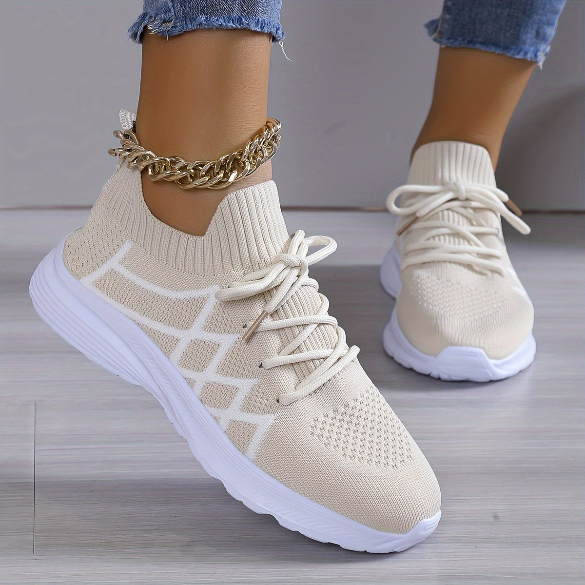 Mesh Breathable Low Top Sneakers Lightweight Running Shoes Women's Footwear