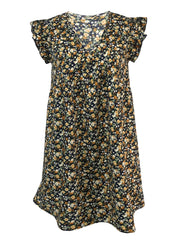 Floral V-Neck Dress Ruffle Sleeve for Spring & Summer