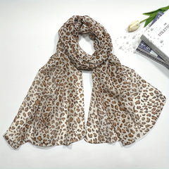 Leopard Print Scarf Thin Gauze Shawl Casual Sunscreen Head Wrap
