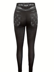  Denim Print High Rise Yoga Leggings