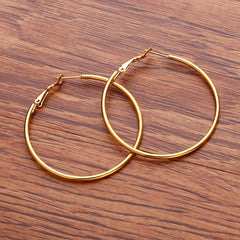 Golden Silvery Hoop Earrings Minimalist Stainless Steel 14K Plated