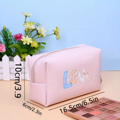 Letter Pattern Makeup Pouch Zipper Cosmetic Bag Toiletry Wash Bag