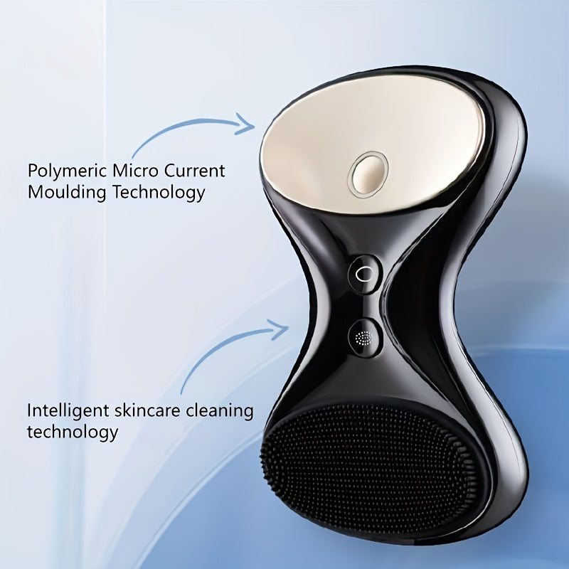 Polymeric Microcurrent Facial Cleansing Brush Face Massager For Pore Cleaning