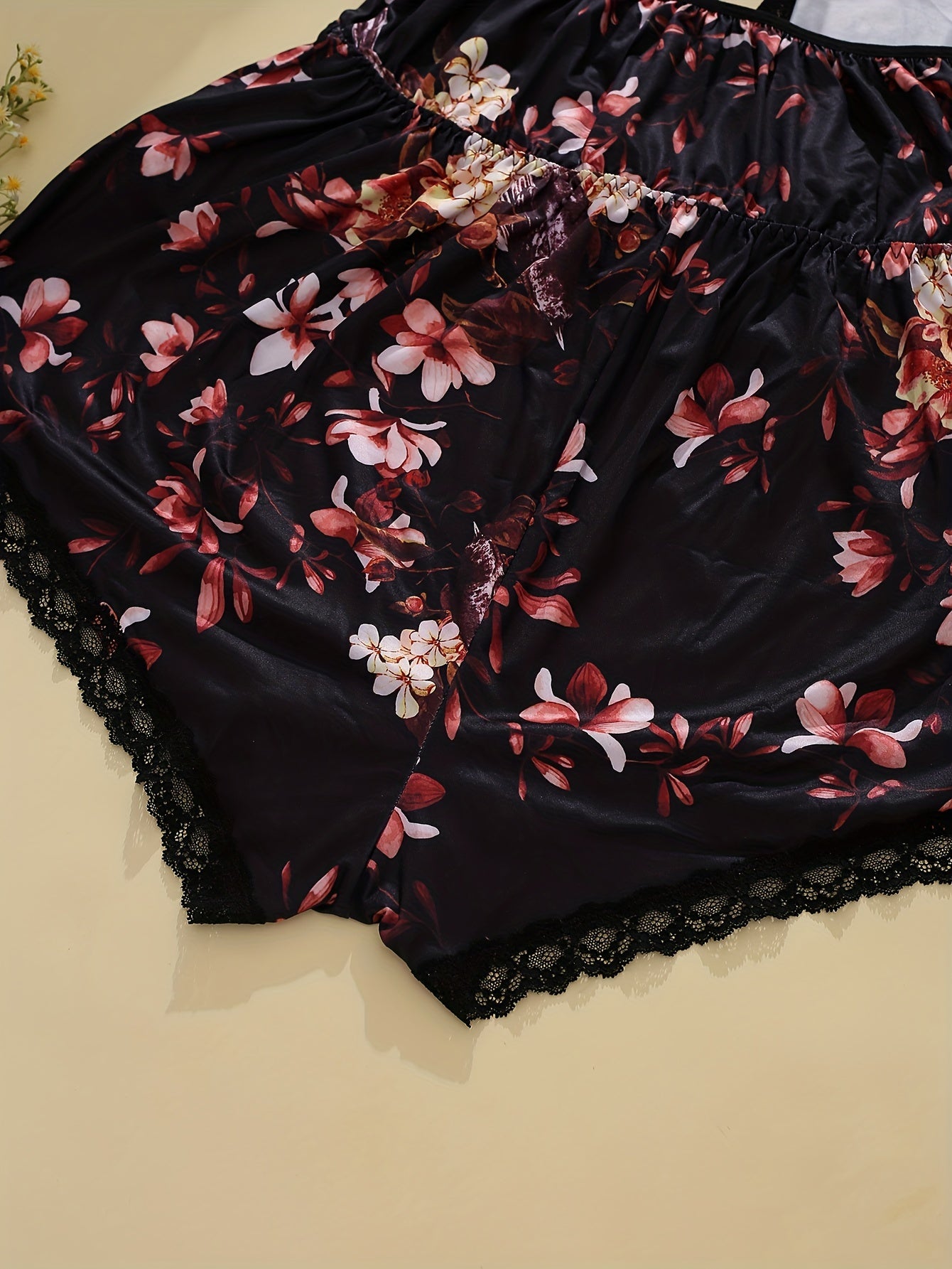  Floral Lace Trim Halter Bodysuit