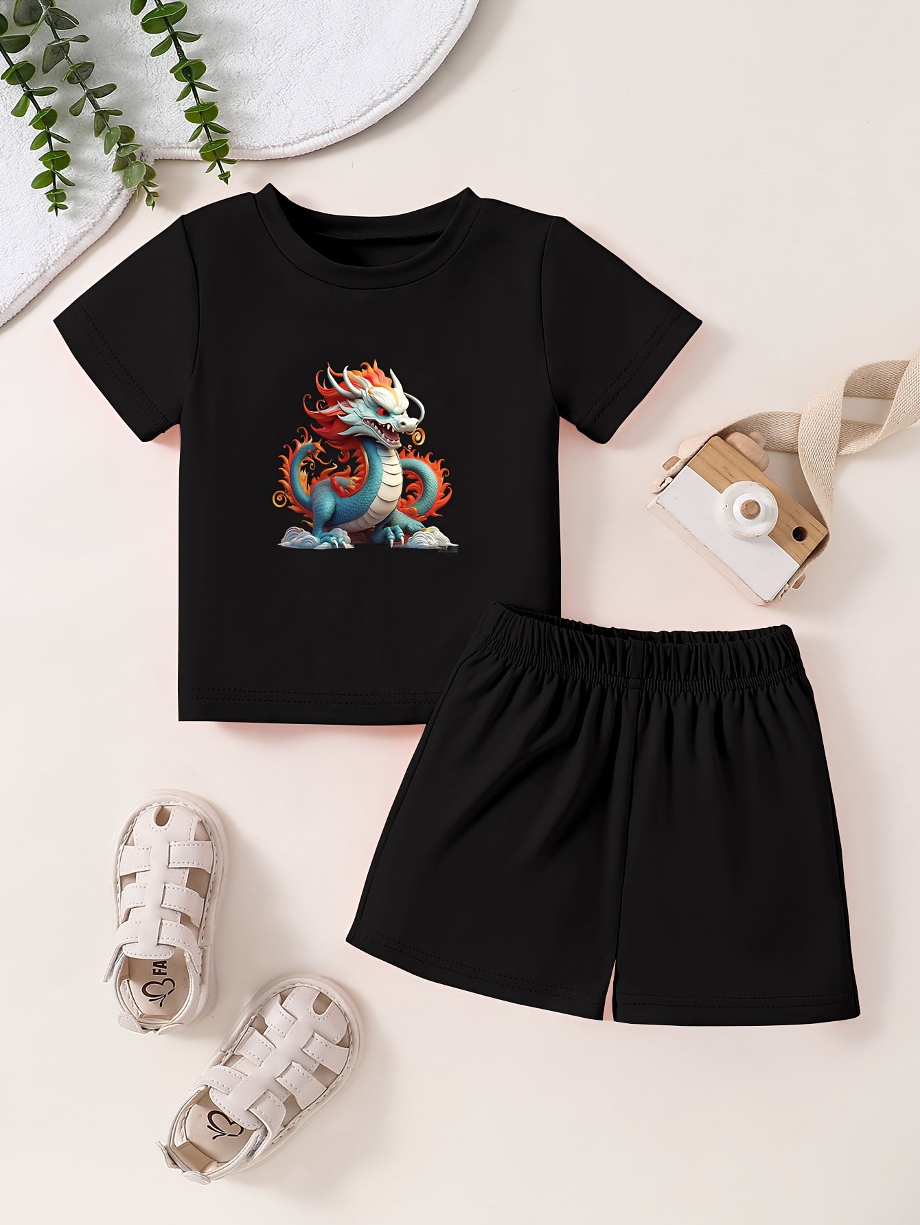 Cartoon Dragon Toddler 2pcs Summer Clothing Set