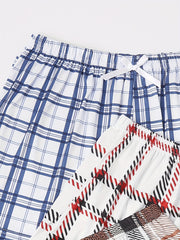  Plaid Print Bow Front Lounge Shorts 3pcs Set