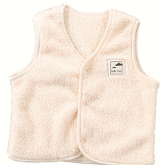 Toddler Girls Plush Button Vest Top Kids Clothes