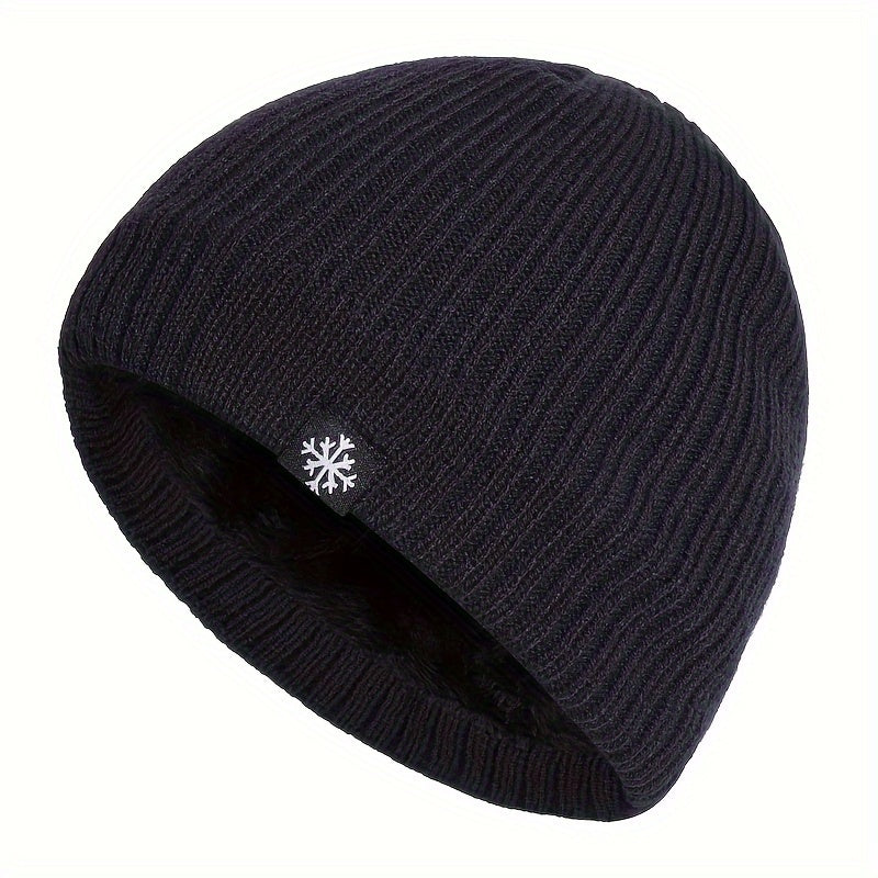 Velvet Knitted Beanie Ear Protection Hat for Outdoor Winter Activities
