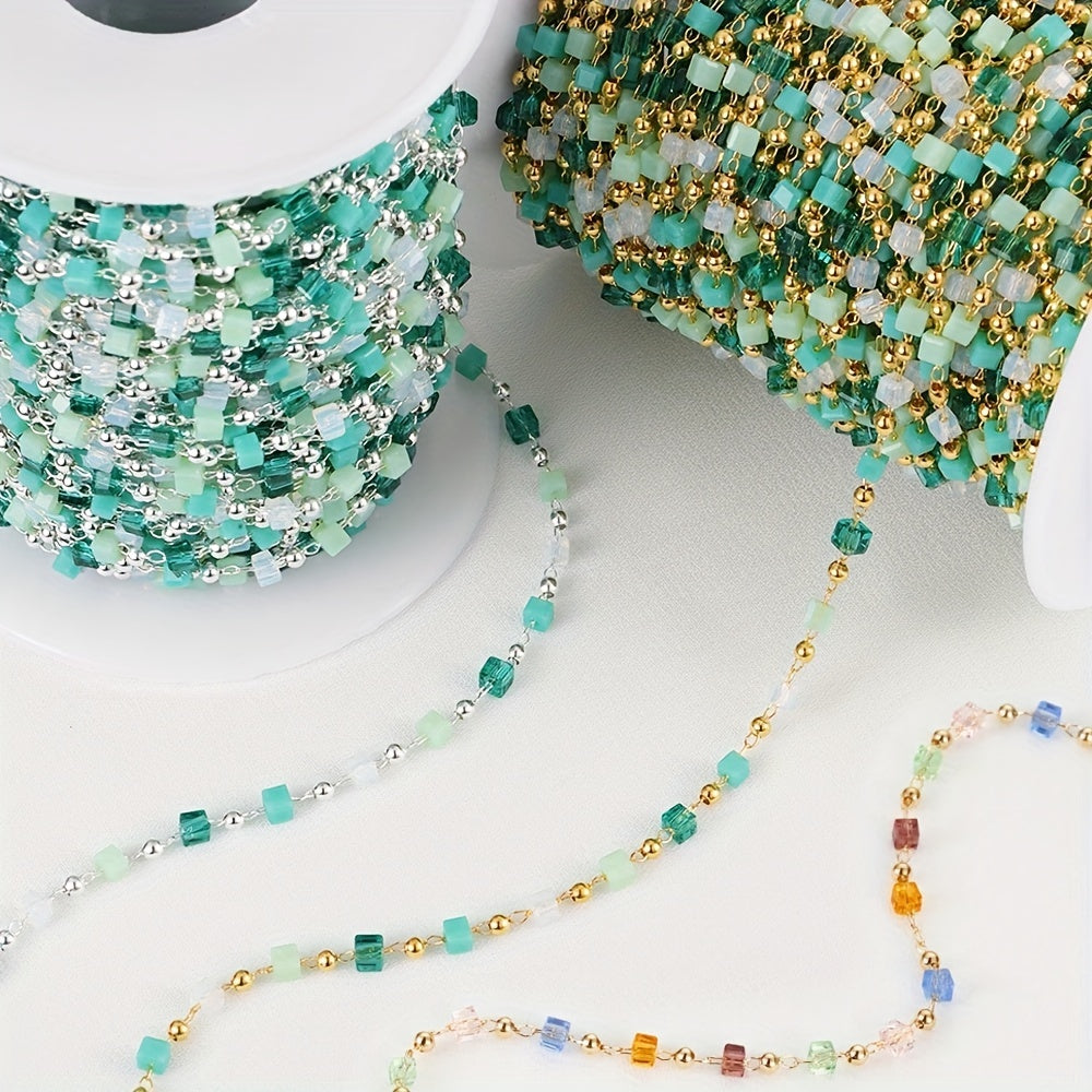 Boho Bead Chains for Necklace Choker DIY Green Beads