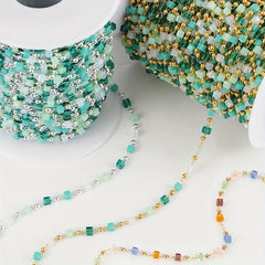 Boho Bead Chains for Necklace Choker DIY Green Beads