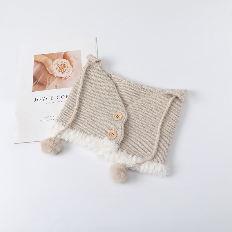 Warm Button Dual use Scarf Hat for Autumn and Winter