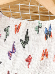 Girls' Butterfly Print Square Neck Smocked Dress
