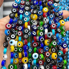 48pcs 8mm Evil Eye Glass Beads for Jewelry Making DIY Charms Materials
