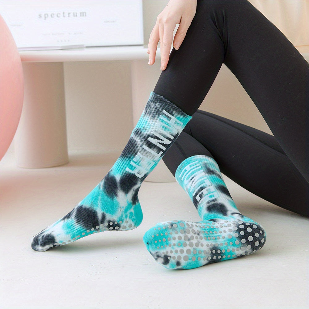 Letter Print Socks Comfy & Breathable Yoga Sports Socks Women's Stockings