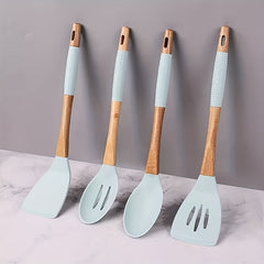 Silicone Cooking Spatula & Spoon Set for Non-Stick Pan