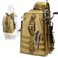 Fishing Tackle Backpack Water-resistant Bag With Rod Holder