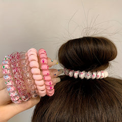 6pcs Spiral Hair Tie Traceless Hair Ties Rainbow Plastic Ponytail Hair Rope