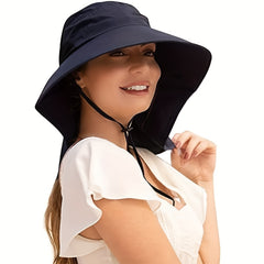 UPF 50 Wide Brim Sun Hat With Neck Flap Unisex Boonie Hat