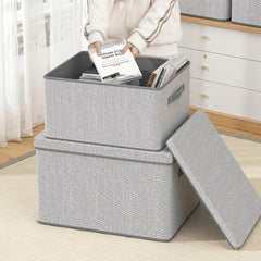 Foldable Storage Box with Lid Dust Proof Organizer for Clothes and Bedding