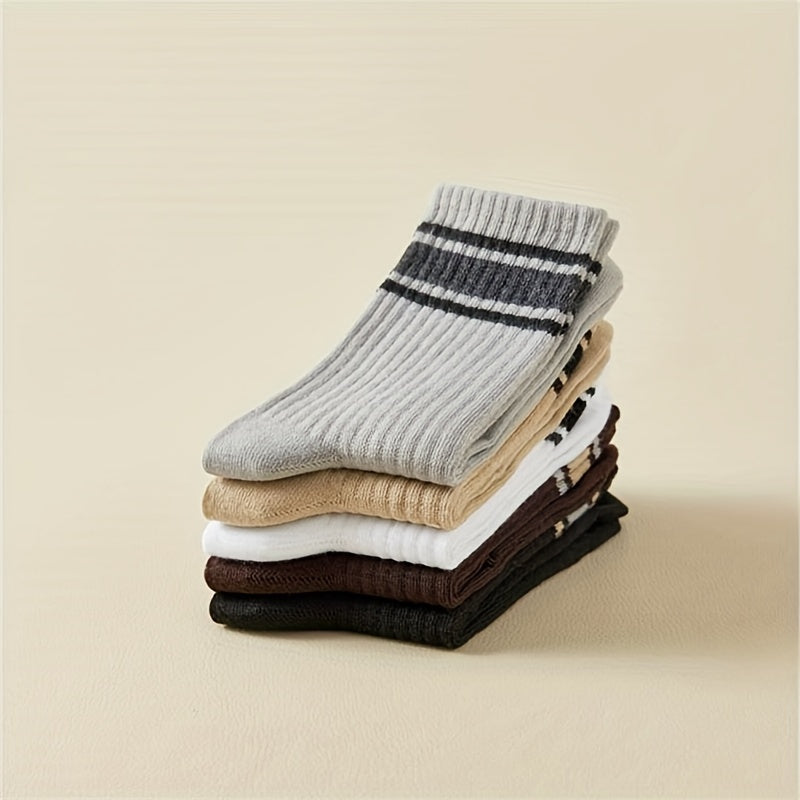 10 Pairs Colorblock Stripe Print Ribbed Socks Women's Stockings