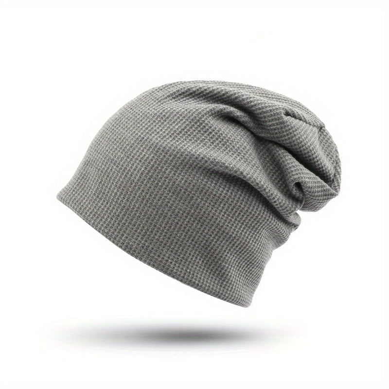 Embossed Solid Lightweight Slouchy Skull Cap Unisex Couple Knitted Beanies