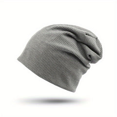 Embossed Solid Lightweight Slouchy Skull Cap Unisex Couple Knitted Beanies