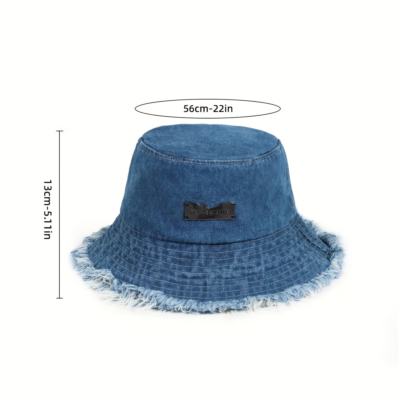 Ripped Washed Bucket Hat Unisex Tassel Denim Basin Hat Iron Label Decor