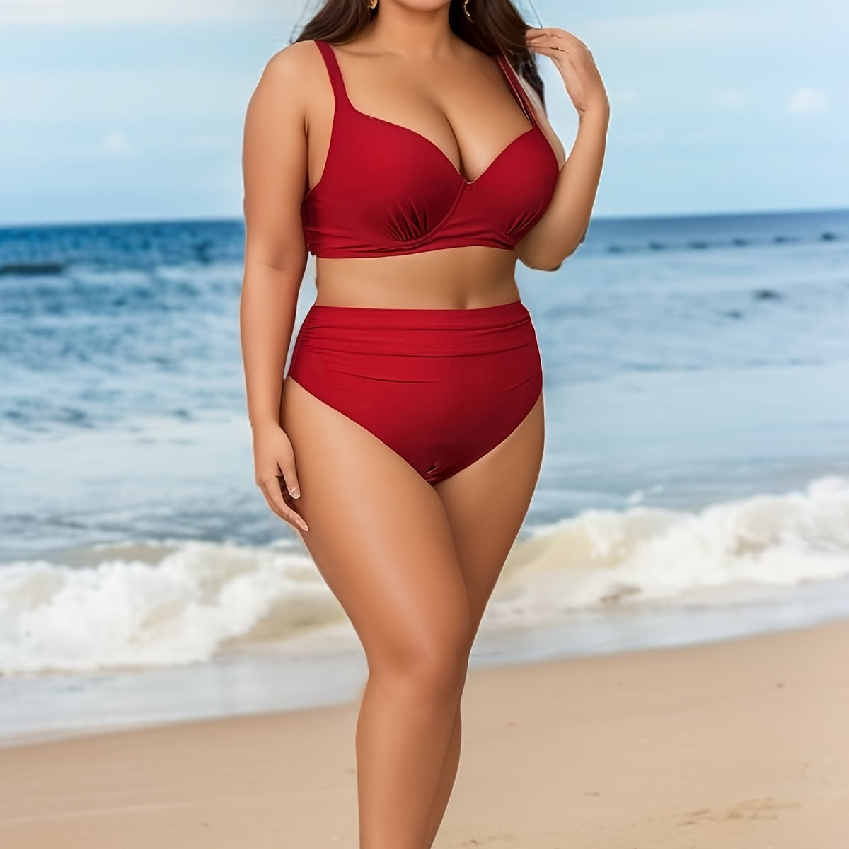  Sexy Bikini Set - Solid Molded Cup Push Up Bra & Panty Swimsuit 2 Piec