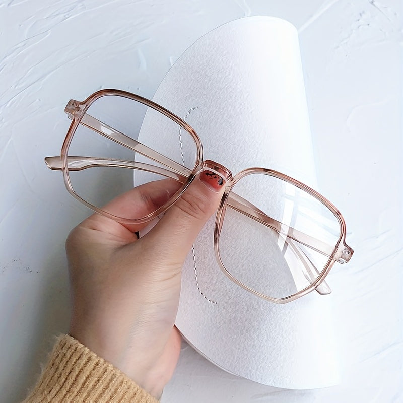Large Polygon Eyeglass Frame Light Blocking Glasses Clear Lens