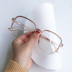 Large Polygon Eyeglass Frame Light Blocking Glasses Clear Lens