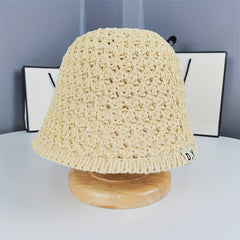 Solid Crochet Sun Hat Wide Brim Bucket Hat Women Outdoor Travel Beach Hats