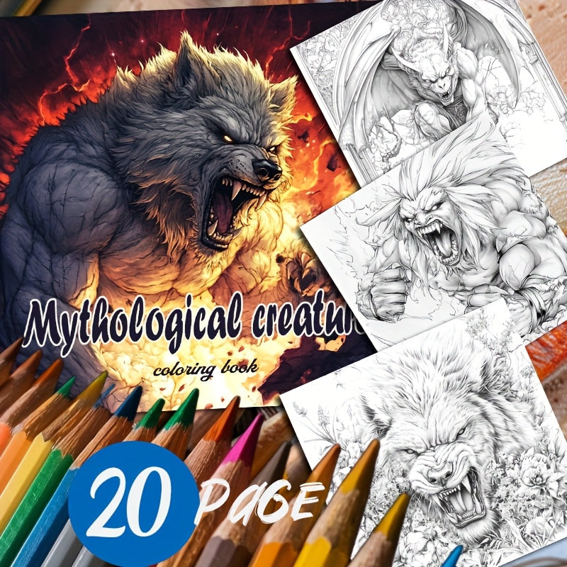 Mythological Creatures Adult Coloring Book - 20 Thick Pages
