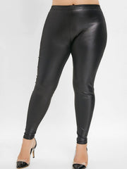  High Stretch Faux Leather Leggings Women's Sexy Solid Skinny Bottoms
